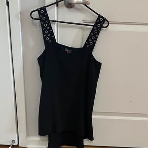 Vince Camuto Black Tank Top with Grommet Accents